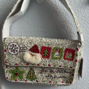 Viral Beaded Santa Themed Christmas Shoulder Bag